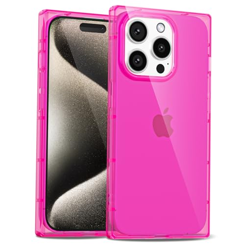 LoeoeL Schutzhülle für iPhone 15 Pro Max, transparent, S-Quadrat, rechteckig, schmal, dünn, transparent, mädchenhaft, Y2k, trendiges, ästhetisches Design, weiche Silikonhülle, helles Neonpink LoeoeL Schutzhülle für iPhone 15 Pro Max, transparent, S-Quadrat, rechteckig, schmal, dünn, transparent, mädchenhaft, Y2k, trendiges, ästhetisches Design, weiche Silikonhülle, helles Neonpink von LoeoeL