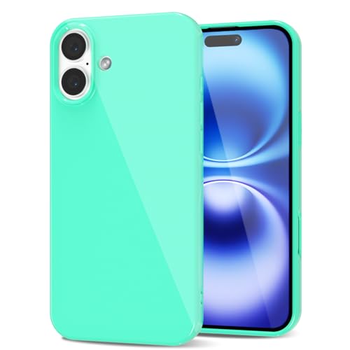LoeoeL Schutzhülle für iPhone 16, Silikon, dünn, dünn, Fallschutz, glänzend, griffig, weiches Gummi-Gel, TPU-Stoßfänger, niedliches, trendiges, ästhetisches Design für Damen und Herren, Mintgrün LoeoeL Schutzhülle für iPhone 16, Silikon, dünn, dünn, Fallschutz, glänzend, griffig, weiches Gummi-Gel, TPU-Stoßfänger, niedliches, trendiges, ästhetisches Design für Damen und Herren, Mintgrün von LoeoeL
