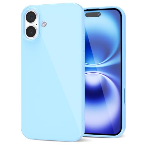 LoeoeL Schutzhülle für iPhone 16, Silikon, dünn, dünn, Fallschutz, glänzend, griffig, weiches Gummi-Gel, TPU-Stoßfänger, niedliches, trendiges, ästhetisches Design für Damen und Herren, Hellblau LoeoeL Schutzhülle für iPhone 16, Silikon, dünn, dünn, Fallschutz, glänzend, griffig, weiches Gummi-Gel, TPU-Stoßfänger, niedliches, trendiges, ästhetisches Design für Damen und Herren, Hellblau von LoeoeL
