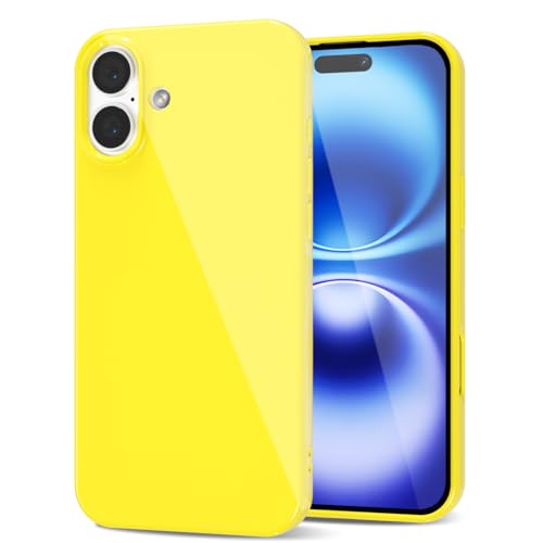 LoeoeL Schutzhülle für iPhone 16, Silikon, dünn, dünn, Fallschutz, glänzend, griffig, weiches Gummi-Gel, TPU-Stoßfänger, niedliches, trendiges, ästhetisches Design für Damen und Herren, Gelb LoeoeL Schutzhülle für iPhone 16, Silikon, dünn, dünn, Fallschutz, glänzend, griffig, weiches Gummi-Gel, TPU-Stoßfänger, niedliches, trendiges, ästhetisches Design für Damen und Herren, Gelb von LoeoeL