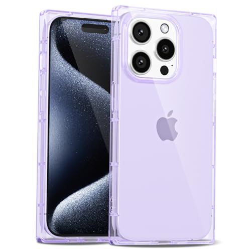 LoeoeL Transparente Schutzhülle für iPhone 15 Pro, S-Quadrat, rechteckiger Rand, schmal, dünn, transparent, mädchenhaft, Y2k, niedliches Designer-Handyhülle für Frauen, trendiges, ästhetisches Design von LoeoeL