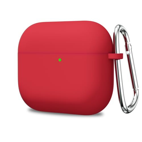 Loeoel Silikon-Schutzhülle für Airpods 4, niedliche Airpods-Hülle mit Schlüsselanhänger, matt, schlank, schützend, Gummi, weiches Gel, für Mädchen, ästhetisch, elegant, schlichtes Design, Rot Loeoel Silikon-Schutzhülle für Airpods 4, niedliche Airpods-Hülle mit Schlüsselanhänger, matt, schlank, schützend, Gummi, weiches Gel, für Mädchen, ästhetisch, elegant, schlichtes Design, Rot von LoeoeL