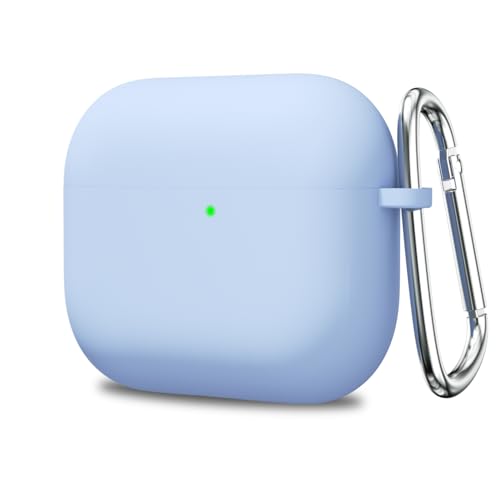 Loeoel Silikon-Schutzhülle für Airpods 4, niedliche Airpods-Hülle mit Schlüsselanhänger, matt, schlank, schützendes Gummi, weiches Gel, für Mädchen, ästhetisch, elegant, schlichtes Design, Hellblau von LoeoeL