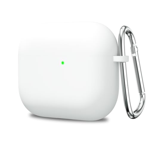 Loeoel Silikon-Schutzhülle für Airpods 4, niedliche Airpods-Hülle mit Schlüsselanhänger, matt, schlank, schützendes Gummi, weiches Gel, für Mädchen, ästhetisch, elegant, schlichtes Design, Weiß von LoeoeL