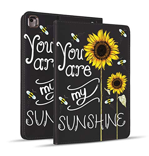iPad 9.7 2018/2017 Air 2, Air, Pro Hülle, Schutzhülle aus Leder, verstellbare Standfunktion, automatische Wake/Sleep-Funktion, Smart Case für 6. 5. Generation – Sunflower, You are My Sunshine von Log Zog
