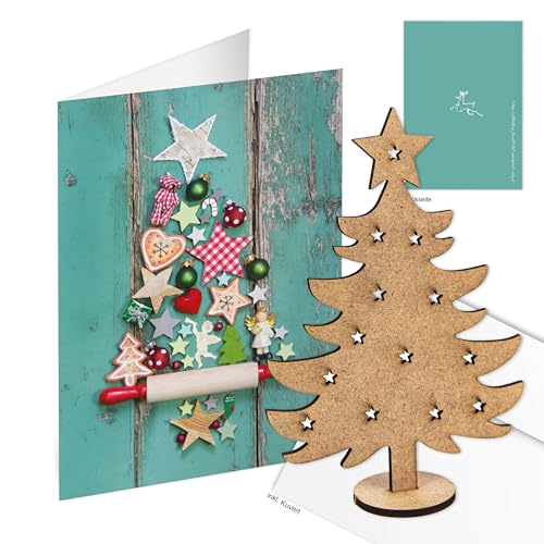 Logbuch-Verlag 10 gleiche Weihnachtskarten mit Baum zum Zusammenstecken Kunden Geschenk Mitarbeiter von Logbuch-Verlag