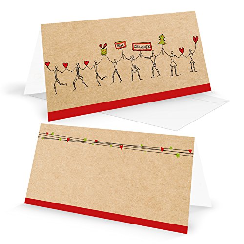 Logbuch-Verlag 10 gleiche Weihnachtskarten mit Umschlag rot natur Frohe Weihnachten Karten 10,5 x 21 cm aufklappbar von Logbuch-Verlag