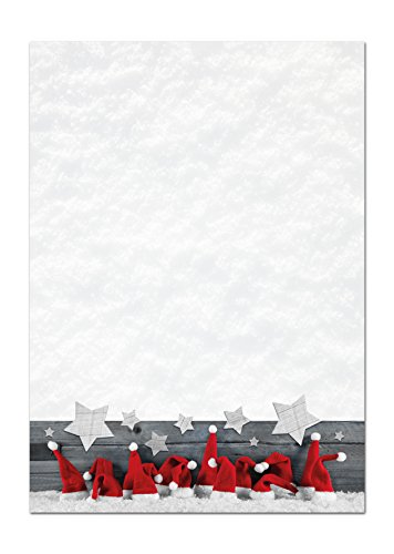 Logbuch-Verlag 100 Blatt weihnachtliches Papier A4 Weihnachtsbriefpapier Kunden geschäftlich Druckerpapier rot weiß Briefbogen Schreibpapier Briefpapier 100g von Logbuch-Verlag