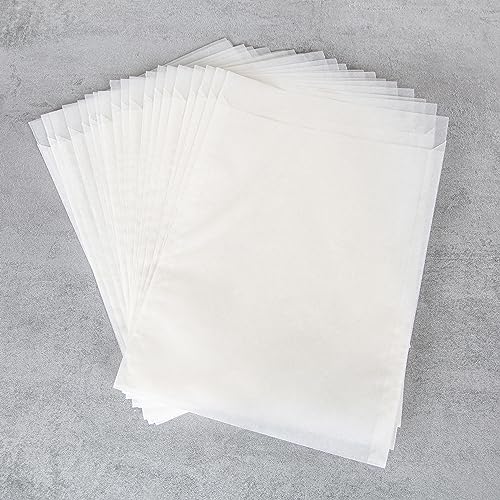 Logbuch-Verlag 100 Pergamin Papiertüten weiß leicht transparent Pergaminhüllen Umschläge mit Lasche 18,5 x 23 + 3 cm von Logbuch-Verlag