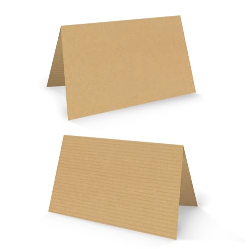 Logbuch-Verlag 100 Tischkarten Kraftpapier natur blanko Namensschilder Klappkarte Buffet Schild Tischaufsteller braun beige von Logbuch-Verlag