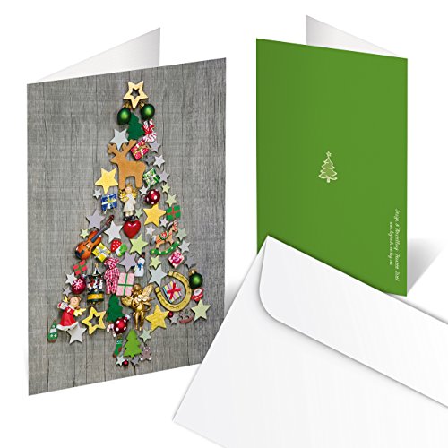 Logbuch-Verlag 100 Weihnachtskarten Baum Karten Weihnachten ohne Text mit Kuvert für Firmen von Logbuch-Verlag