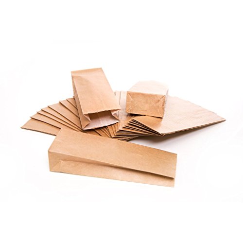 Logbuch-Verlag 100 kleine Lebensmittel Tüten 7 x 4 x 20,5 cm innen beschichtet Kekstüten Gebäckbeutel braun Kraftpapier von Logbuch-Verlag