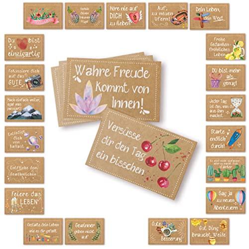 Logbuch-Verlag 24 kleine Motivationskarten Geschenk Set mini Karten positive Sprüche Motivationssprüche 8,5 x 5,5 cm von Logbuch-Verlag