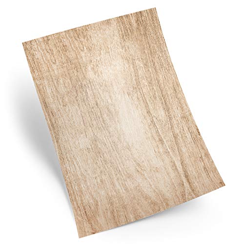 Logbuch-Verlag 25 Blatt Briefpapier in Holz Optik braun beige - vintage Schreibpapier Druckerpapier Bastelpapier DIN A4 100 g/m² von Logbuch-Verlag