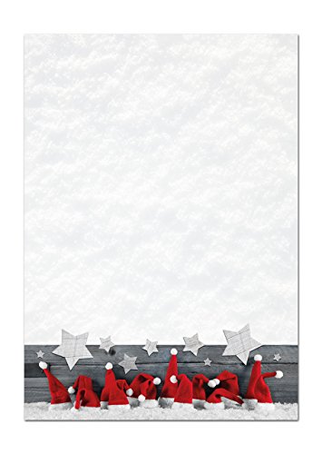 Logbuch-Verlag 25 Blatt weihnachtliches Papier A4 Weihnachtsbriefpapier Kunden geschäftlich Druckerpapier rot weiß Briefbogen Schreibpapier Briefpapier 100g von Logbuch-Verlag