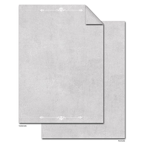 Logbuch-Verlag 25 DIN A4 Blatt GRAU weiße Ornamente Briefpapier BEIDSEITIG 100g Einladung Kondolenz Speisenkarte Druckerpapier Schreiben Trauer von Logbuch-Verlag