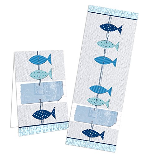 Logbuch-Verlag 25 Fische Aufkleber blau hellblau 5 x 14,8 cm maritime Sticker zum Beschriften Geschenkaufkleber für Taufe & Kommunion von Logbuch-Verlag