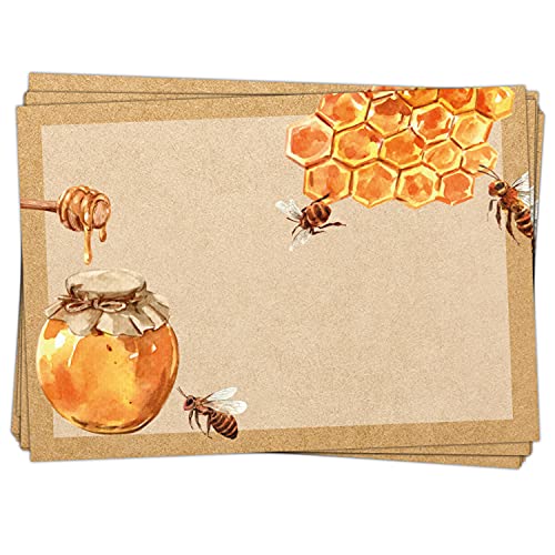 Logbuch-Verlag 25 Honigaufkleber 7,4 x 5,2 cm braun mit Bienen & Bienenwaben braun gold - Etikett Aufkleber für Honig & Honiggläser von Logbuch-Verlag