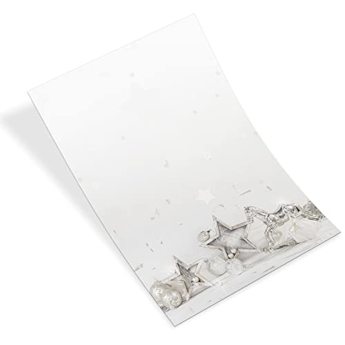 Logbuch-Verlag 25 x edles Briefpapier zu Weihnachten DIN A4 grau silber Schaukelpferd - Weihnachtspapier geschäftlich Firma Kunden Mitarbeiter von Logbuch-Verlag
