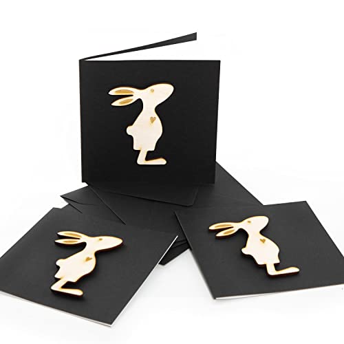Logbuch-Verlag 3 Ostergrußkarten schwarz-weiß mit einem Holz Osterhasen Klappkarten Ostern MIT UMSCHLAG quadratisch 15 x 15 cm Logbuch-Verlag 3 Ostergrußkarten schwarz-weiß mit einem Holz Osterhasen Klappkarten Ostern MIT UMSCHLAG quadratisch 15 x 15 cm von Logbuch-Verlag