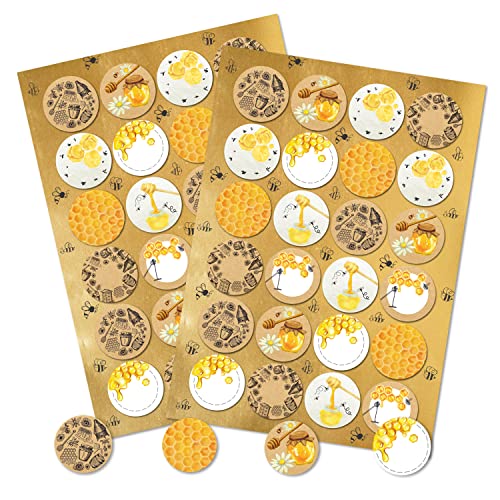 Logbuch-Verlag 48 Honigaufkleber rund selbstklebend 4 cm - Sticker für Honiggläser zum Beschriften - Aufkleber für Honig von Logbuch-Verlag