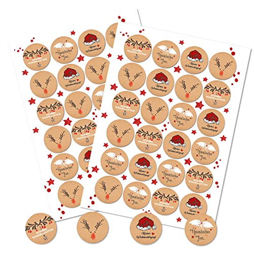 Logbuch-Verlag 48 Weihnachtliche Sticker zum Aufkleben auf Geschenke mit Frohe Weihnachten Text rund 4 cm von Logbuch-Verlag