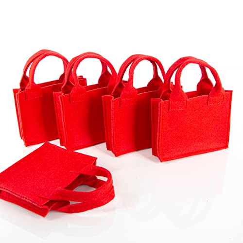 Logbuch-Verlag 5 kleine rote Filztaschen Ostern Körbchen zum Befüllen Verpackung 21 x 14 x 6 cm Kunden Mitarbeiter Geschenktasche von Logbuch-Verlag