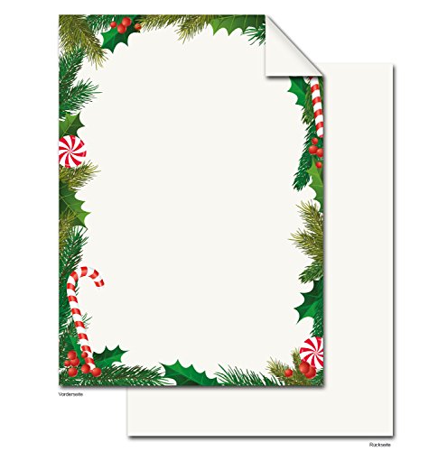 Logbuch-Verlag 50 Blatt Weihnachtsbriefpapier DIN A4 weihnachtliches Papier für Weihnachten Briefe schreiben Kundenbrief Mitarbeiterbrief weiß grün rot von Logbuch-Verlag
