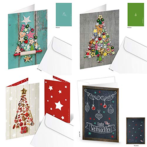 Logbuch-Verlag 8 Weihnachtskarten SET mit Kuvert ohne Text weihnachtliche Karten Hochformat mit Briefumschlag Baum Weihnachtsbaum Motiv Foto von Logbuch-Verlag