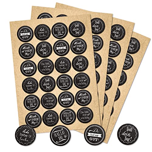 Logbuch-Verlag 96 Sprüche Sticker schwarz weiß Weihnachten Geburtstag positiv Lebe Liebe Lache rund 4 cm von Logbuch-Verlag