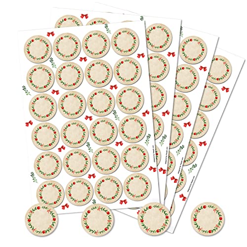 Logbuch-Verlag 96 Weihnachtsaufkleber beschreibbar Ø 4 cm beige rot grün - Weihnachten Sticker Namensaufkleber Geschenkaufkleber von Logbuch-Verlag