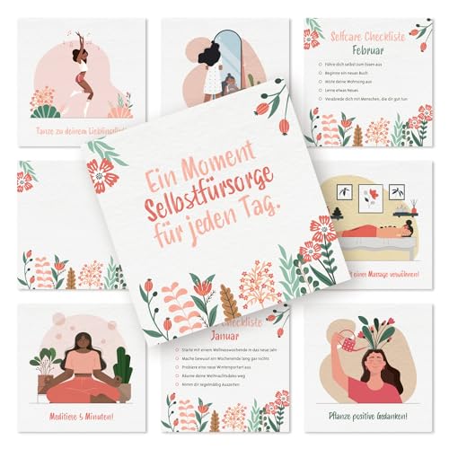 Logbuch-Verlag Geschenk für Frauen 38 Selbstfürsorge Karten Selbstliebe Achtsamkeit Motivation Selfcare Set zum Geburtstag & Valentinstag 10 x 10 cm von Logbuch-Verlag