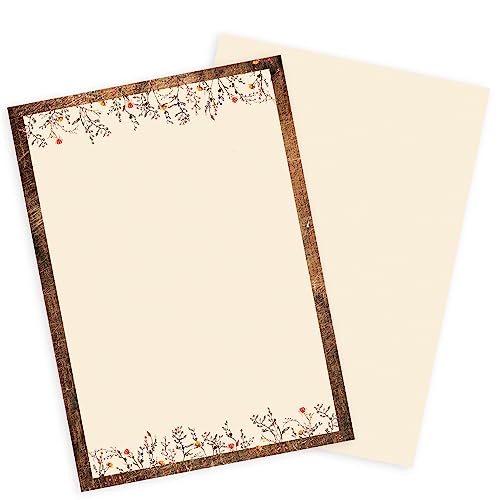 Logbuch-Verlag Herbstlich weihnachtliches Briefpapier vintage Papier 25 Blätter mit Blumenmuster Einrahmung A4 von Logbuch-Verlag