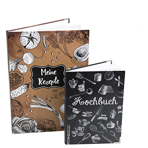 Logbuch-Verlag Rezeptbücher Set zum selber schreiben & gestalten - leere DIY Kochbücher für eigene Rezepte - Geschenkset von Logbuch-Verlag