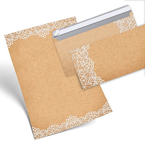Logbuch-Verlag SET Briefpapier Kraftpapier beige weiß für Einladungen Hochzeit Geburtstag Dankeskarten 12 Blatt + 10 Umschläge von Logbuch-Verlag