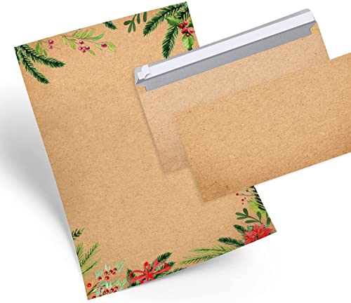 Logbuch-Verlag SET Weihnachten Briefpapier 25 Blatt mit 25 Kuverts vintage Weihnachtsbriefe Weihnachtsbriefpapier für Kunden Freunde Mitarbeiter Geschäftskunden A4 von Logbuch-Verlag