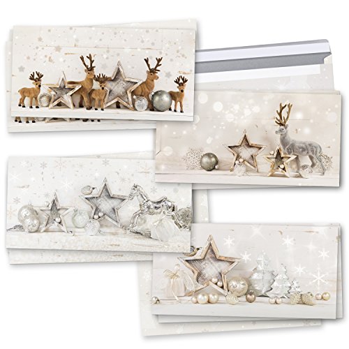 Logbuch-Verlag Weihnachtskarten Set 4 x 3 weihnachtliche Klappkarten Grußkarten Weihnachten gold silber grau Rentier Shabby Chic DIN lang mit Kuvert Logbuch-Verlag Weihnachtskarten Set 4 x 3 weihnachtliche Klappkarten Grußkarten Weihnachten gold silber grau Rentier Shabby Chic DIN lang mit Kuvert von Logbuch-Verlag