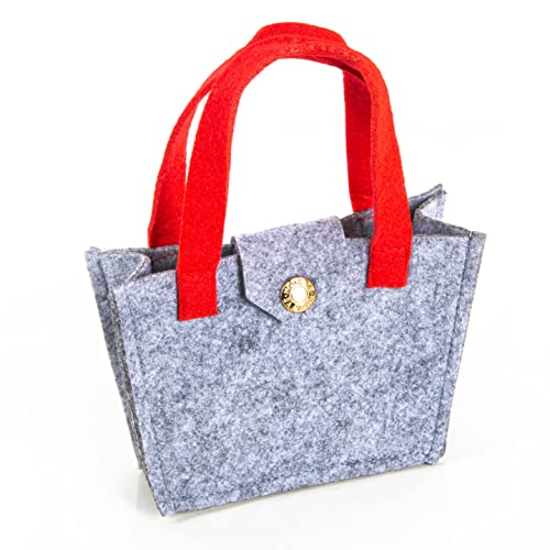 Logbuch-Verlag kleine Filztasche rot grau mit Mini Weihnachtstasche Damen Geschenk Verpackung 15 x 11 x 6 cm von Logbuch-Verlag