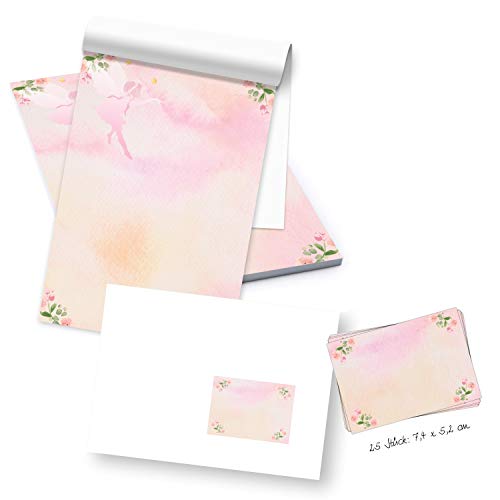 Logbuch-Verlag kleiner Schreibblock DIN A5 rosa grün mit 50 Blatt + 25 Briefumschläge + Etiketten - Briefpapier Block zum Schreiben & Basteln für Kinder Logbuch-Verlag kleiner Schreibblock DIN A5 rosa grün mit 50 Blatt + 25 Briefumschläge + Etiketten - Briefpapier Block zum Schreiben & Basteln für Kinder von Logbuch-Verlag