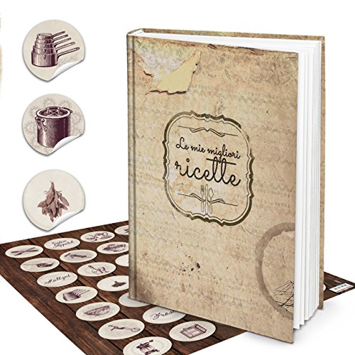 XXL HARDCOVER Italienisches Kochbuch zum Selberschreiben LE MIE MIGLIORI RICETTE + vintage Aufkleber 164 leere weiße blanko Seiten Rezeptbuch Notizbuch - Geschenk zum selbst schreiben + Register XXL HARDCOVER Italienisches Kochbuch zum Selberschreiben LE MIE MIGLIORI RICETTE + vintage Aufkleber 164 leere weiße blanko Seiten Rezeptbuch Notizbuch - Geschenk zum selbst schreiben + Register von Logbuch-Verlag