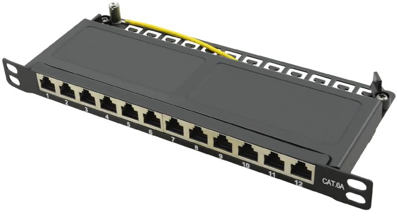 LogiLink 10,  Patch Panel Kat.6A, 12 Ports, schwarz, 0,5 HE von LogiLink Professional