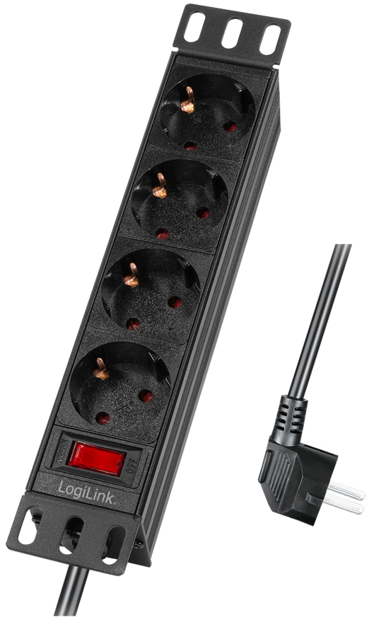 LogiLink 10,  Steckdosenleiste, 4-fach, mit Schalter, schwarz von LogiLink Professional