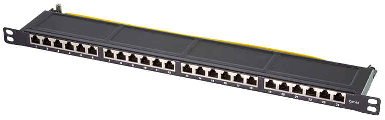 LogiLink 19,  Patch Panel Kat.6A, 24 Ports, schwarz, 0,5 HE von LogiLink Professional