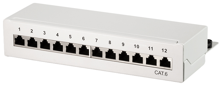 LogiLink Desktop Patch Panel Kat.6, geschirmt, 12 Port, grau von LogiLink Professional
