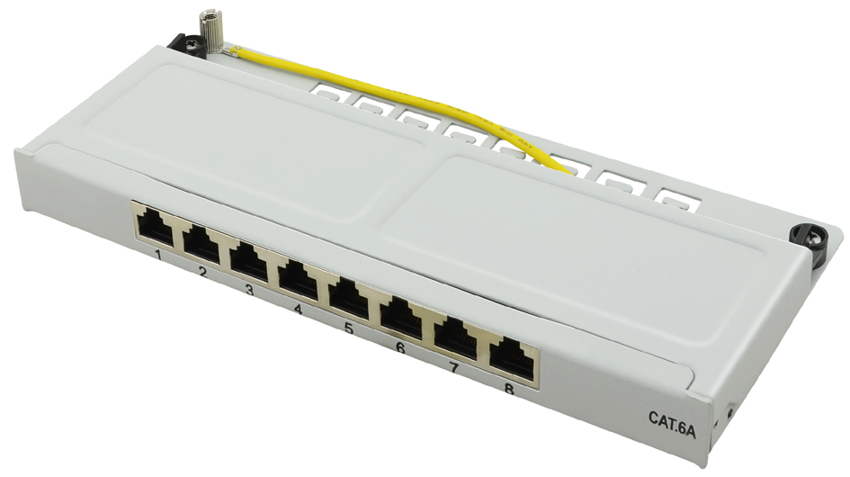 LogiLink Mini Patch Panel Kat.6A, 8 Ports, lichtgrau, 0,5 HE von LogiLink Professional