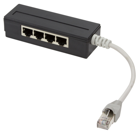 LogiLink RJ45-Splitter, 4-fach, Farbe: schwarz, geschirmt von LogiLink Professional