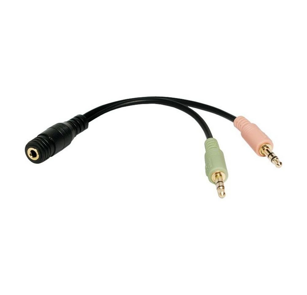 LogiLink CA0020 Audio-Adapter 2x 3-Pin Stereo Stecker zu 4-Pin 3,5 mm Stereo Buchse, Verbinden von Headset, für Tablets, Notebook oder PC / Computer von LogiLink