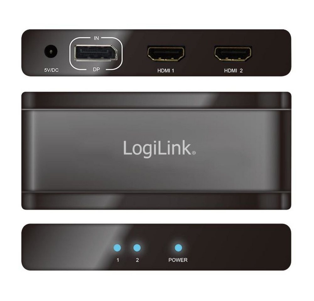 LogiLink HDMI-Splitter DisplayPort-Splitter CV0093, 4K DisplayPort 1.2 zu 2x HMDI Splitter, Switch, Ultra HD, schwarz von LogiLink