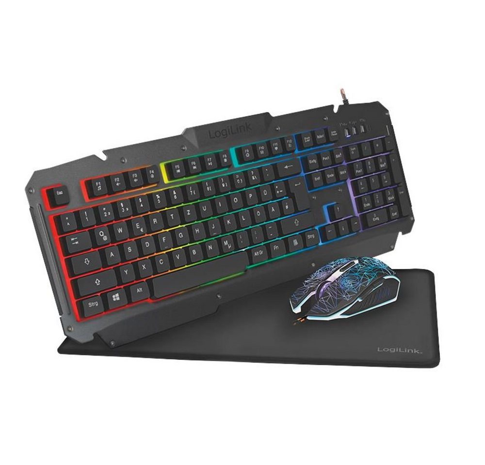 LogiLink ID0185 Gaming-Tastatur (inkl. RGB Maus und Mauspad, max. 2400 DPI) von LogiLink