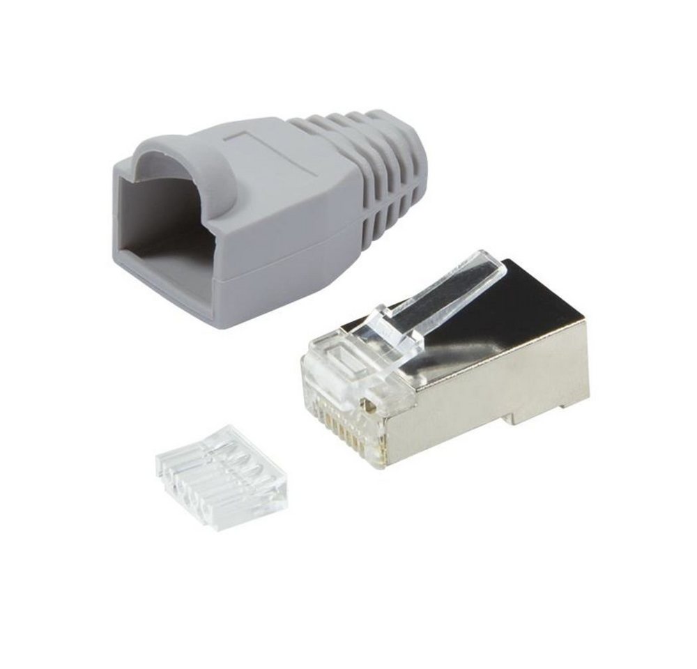 LogiLink MP0021 Netzkabel, Steckverbinder Cat.6 RJ45 100er Set geschirmt Tülle Kamm grau von LogiLink